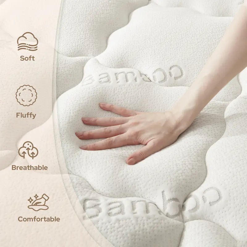 Bamboo Viscose Pillow Top Mattress Topper – Cooling & Plush Comfort with Deep Pocket Fit (6”–18”)