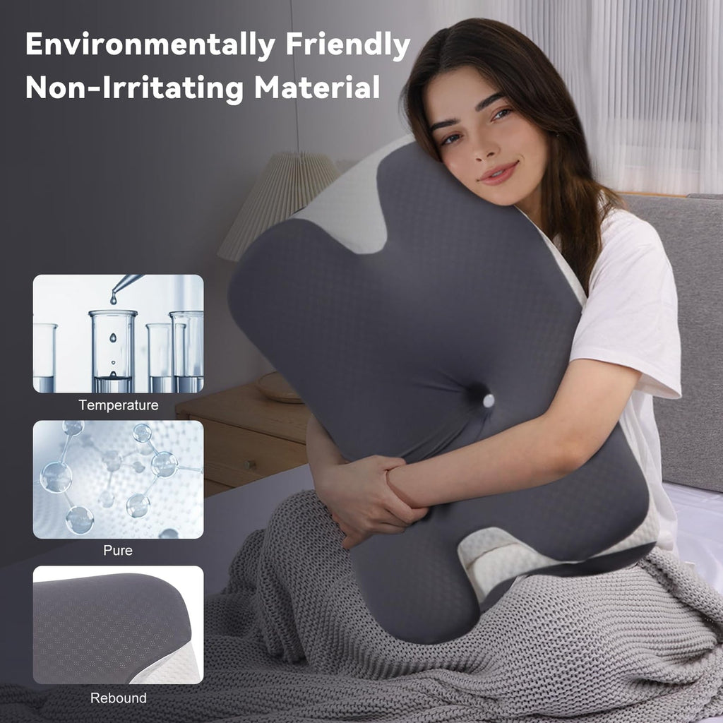 Ergonomic Memory Foam Cervical Pillow with Cover – Adjustable Neck Support for All Sleep Positions