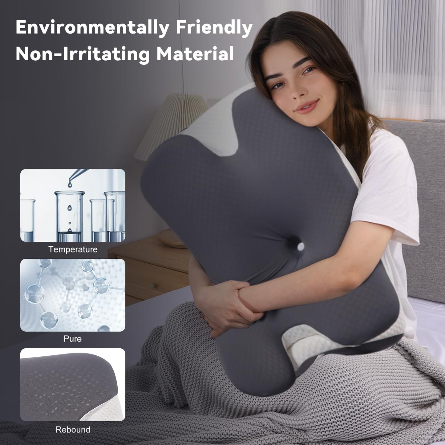 Ergonomic Memory Foam Cervical Pillow with Cover – Adjustable Neck Support for All Sleep Positions
